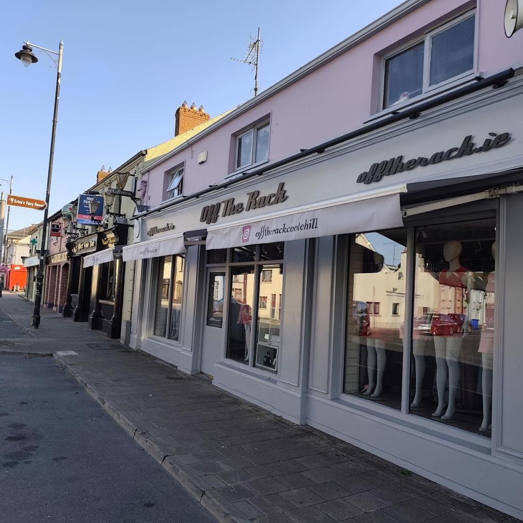 Commercial shopfront awnings on an Irish main street